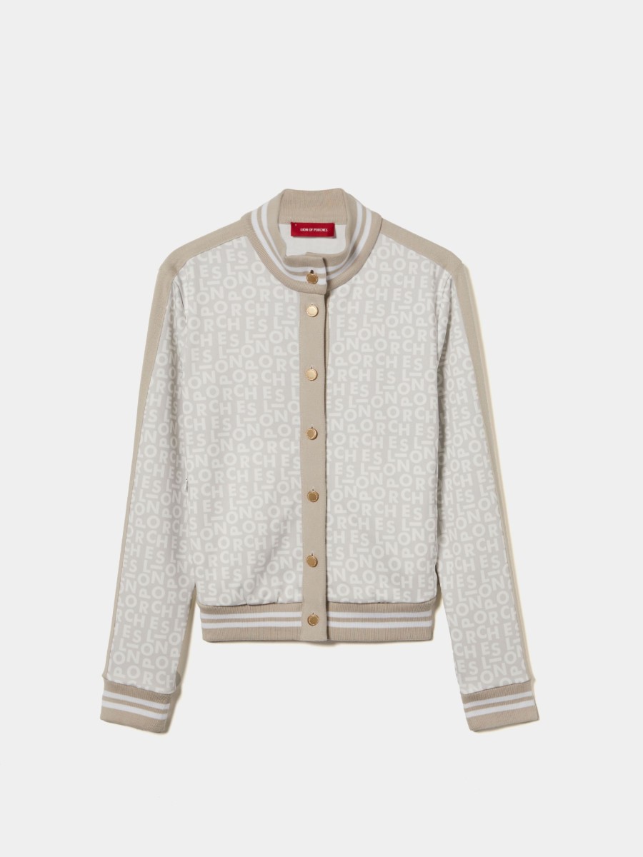 Lion Of Porches Cardigans | Casaco De Malha Bicolor Com Branding All Over