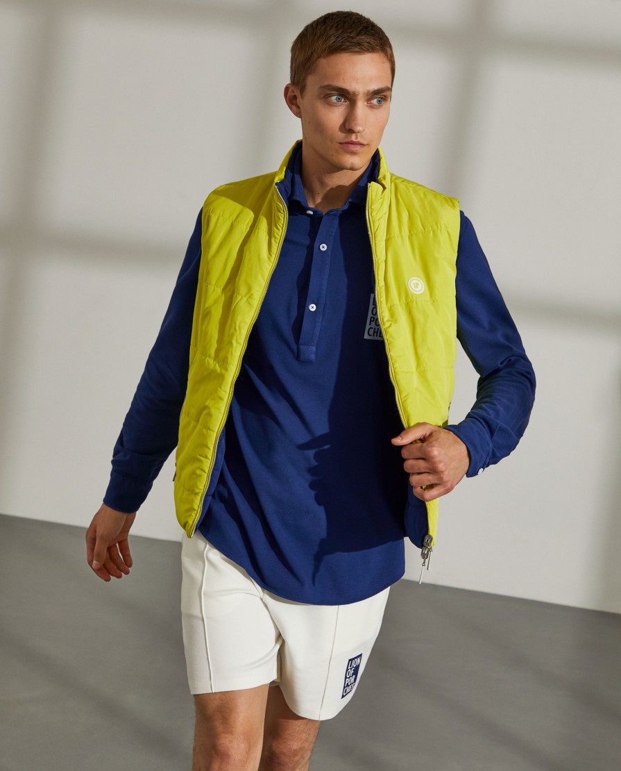 Lion Of Porches Coletes | Colete Para Homem Reversivel Em Tecido Tecnico Com Bolsos E Fecho Frontal