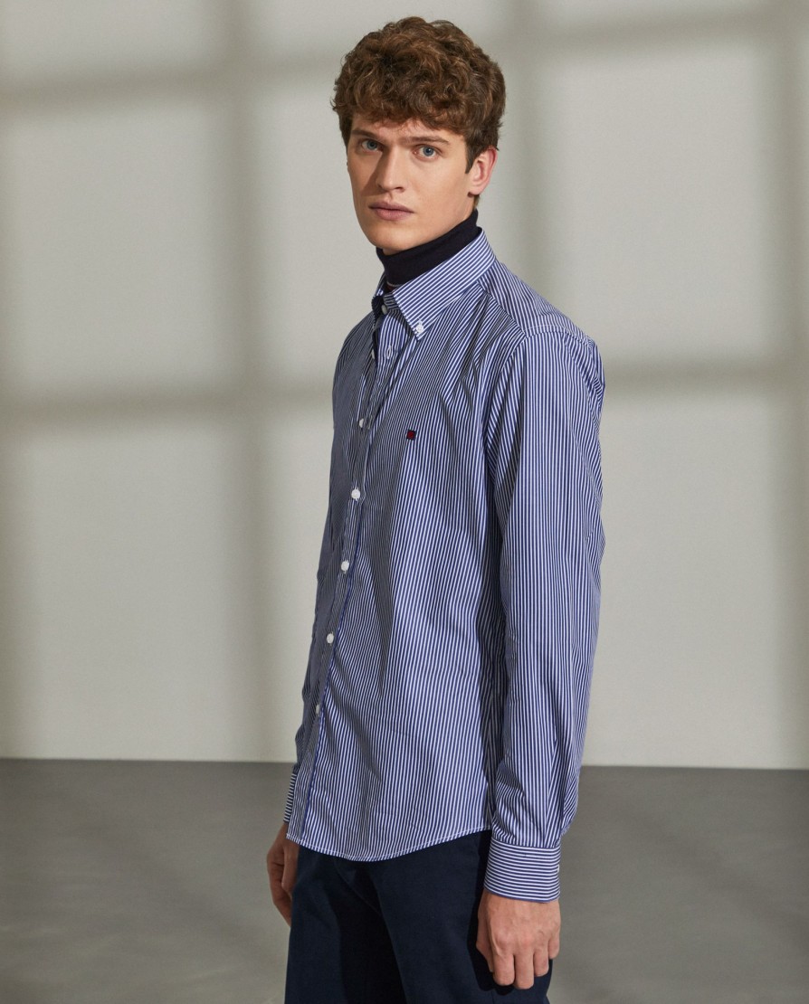 Lion Of Porches Slim Fit | Camisa Slim Fit De Algodao Com Padrao De Riscas