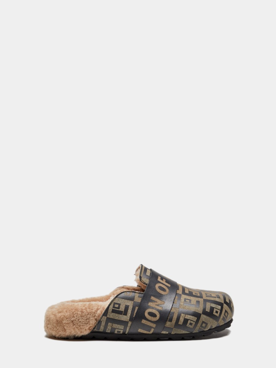 Lion Of Porches Sandalias | Mule Em Pele Com Monograma