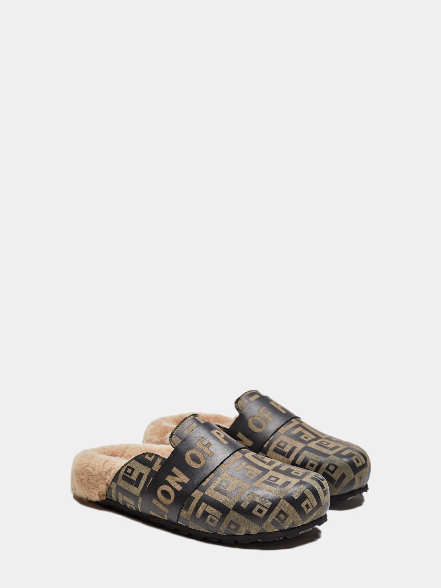 Lion Of Porches Sandalias | Mule Em Pele Com Monograma