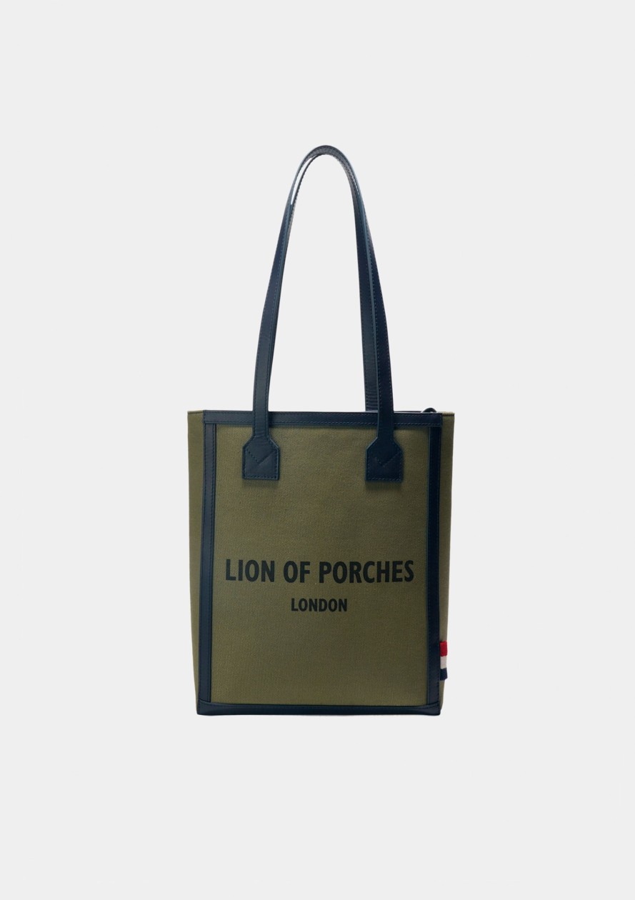 Lion Of Porches Malas E Mochilas | Saco Para Homem Verde Em Sarja Com Branding Na Frente