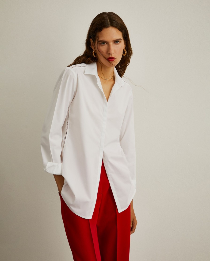 Lion Of Porches Camisas | Camisa Em Algodao Com Bordado Ingles