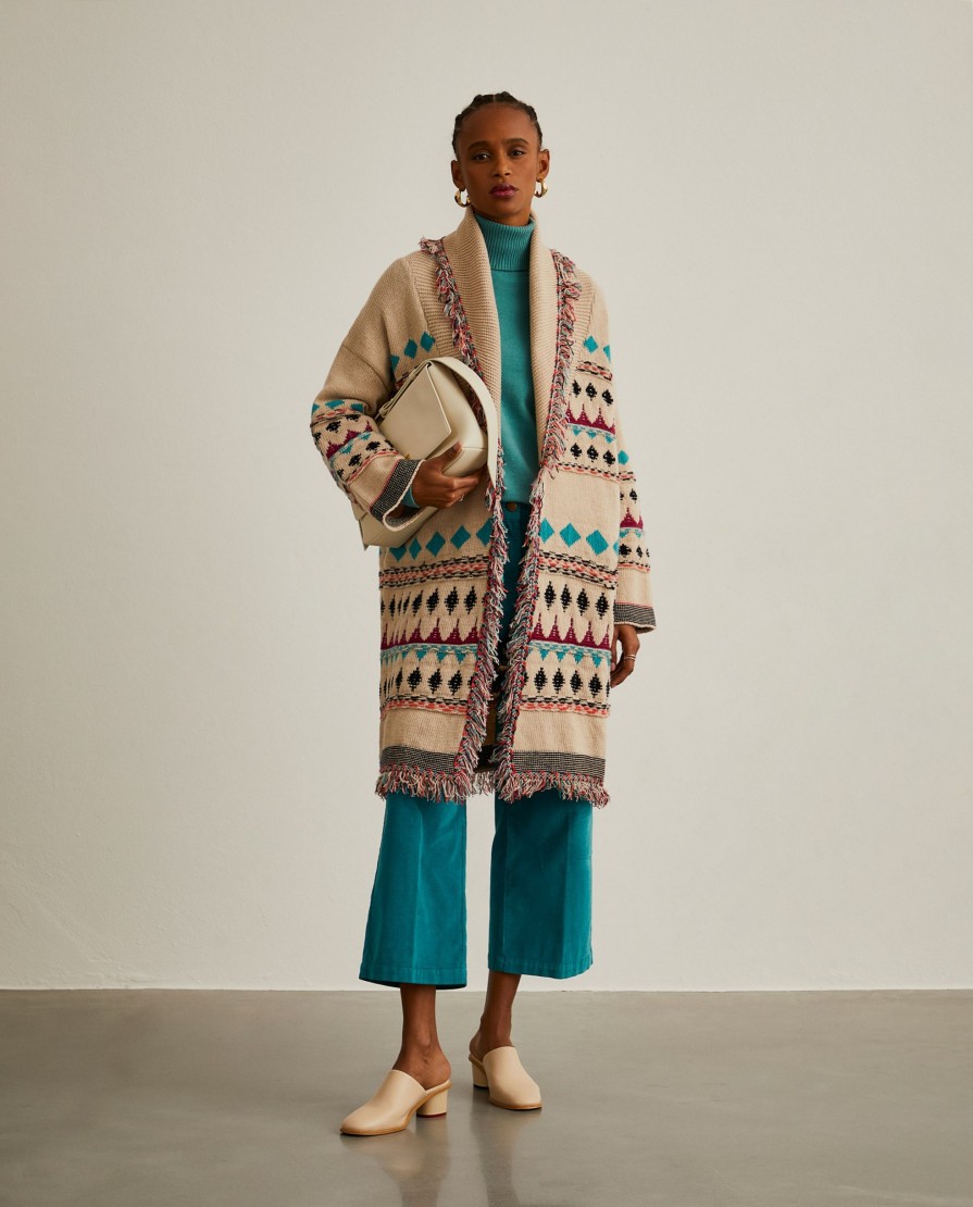 Lion Of Porches Cardigans | Casaco Jacquard De Malha Tricotada