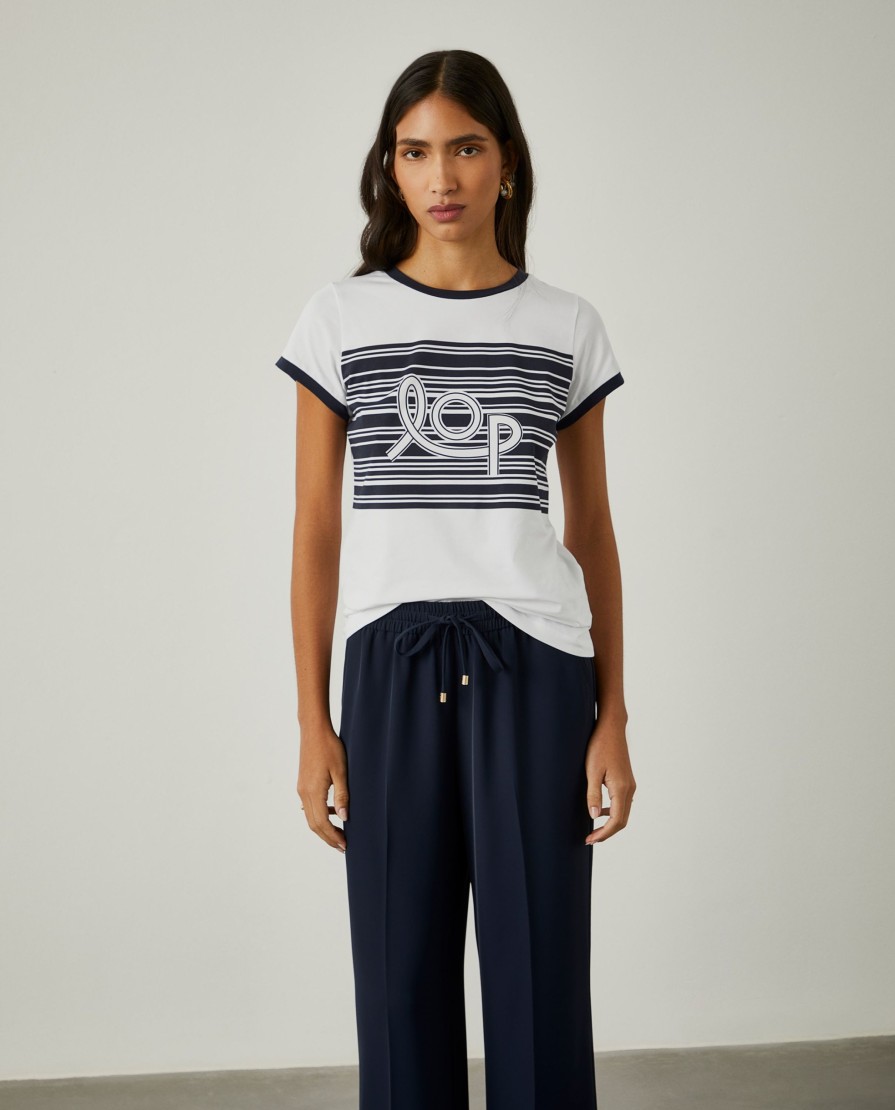Lion Of Porches T-Shirts | T-Shirt Com Estampado De Riscas Na Frente