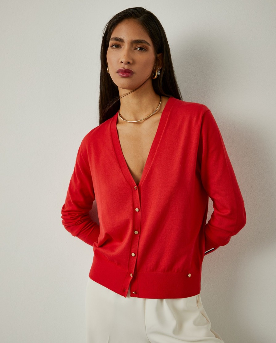 Lion Of Porches Cardigans | Cardigan Classico Com Botoes Em Contraste