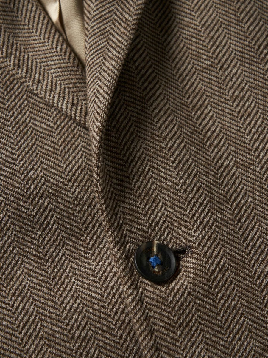 Lion Of Porches Blazers | Blazer Para Homem Slim Fit Com Padrao De Espinha E Bolsos