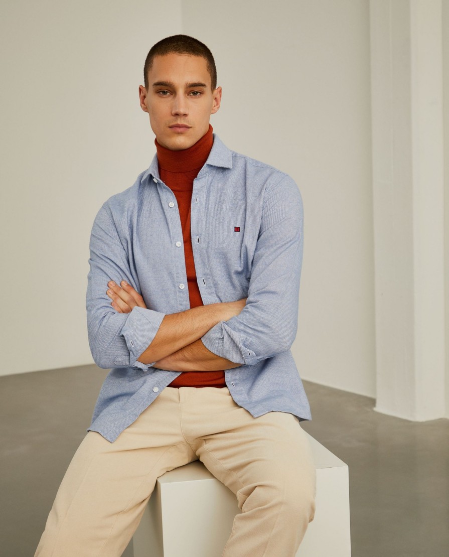 Lion Of Porches Slim Fit | Camisa Slim Fit Em Tecido "Melange"