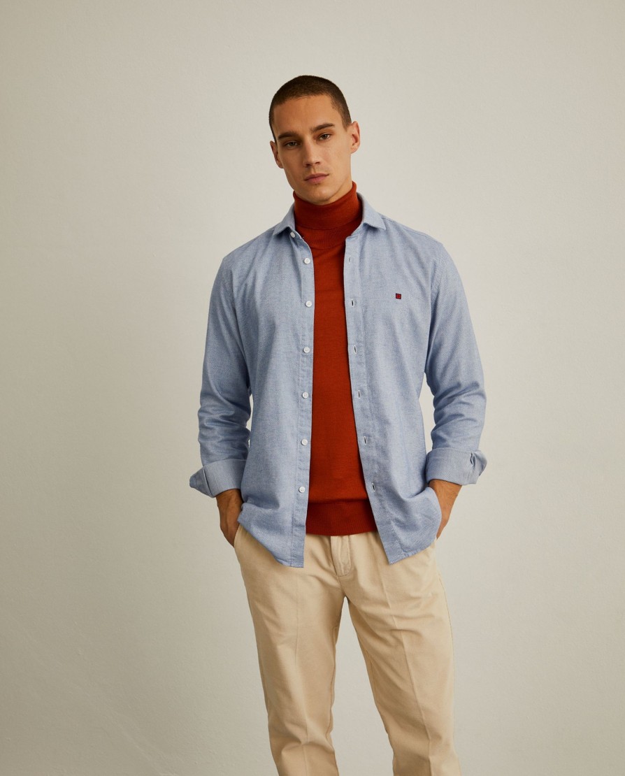 Lion Of Porches Slim Fit | Camisa Slim Fit Em Tecido "Melange"