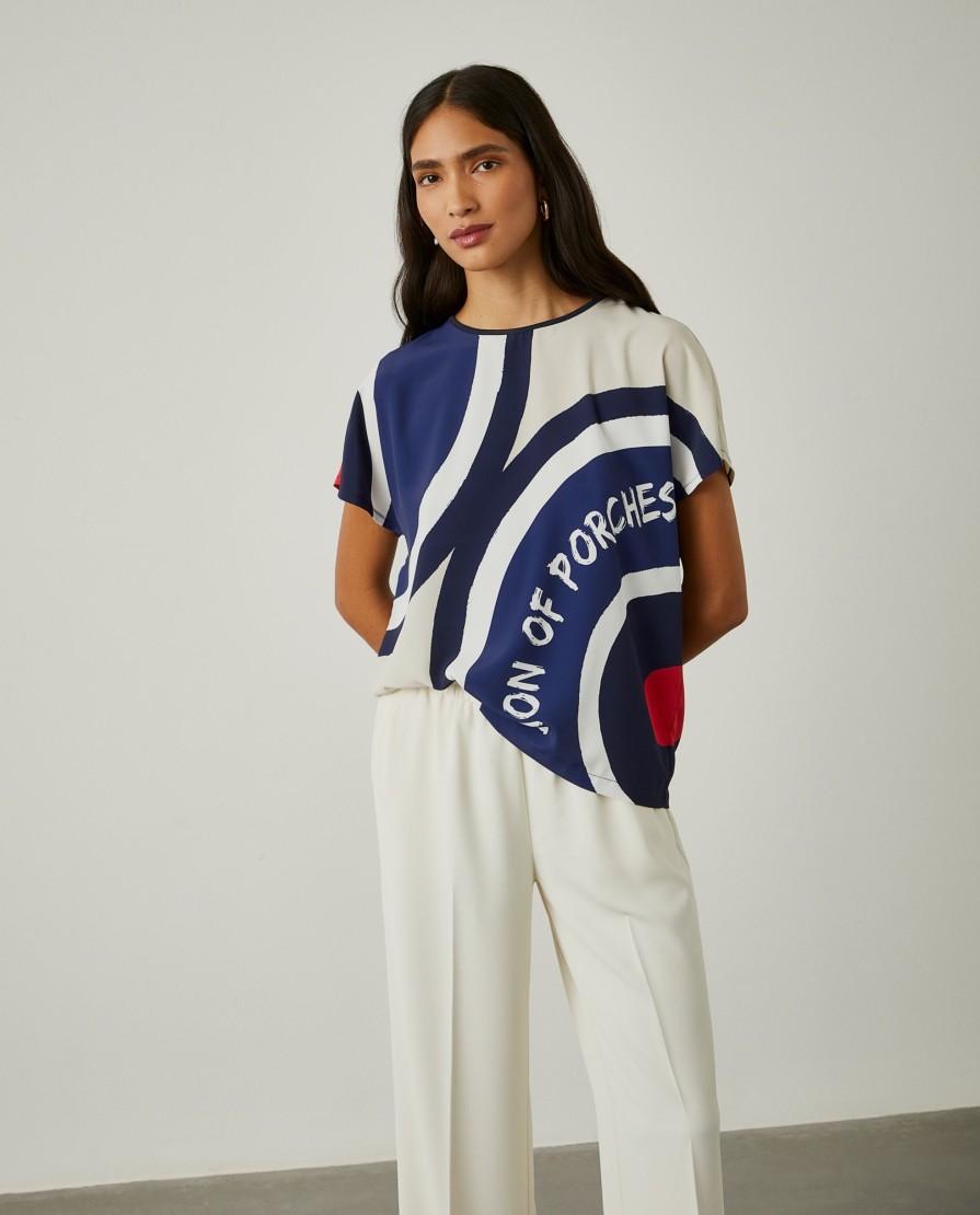 Lion Of Porches Blusas | Blusa Decote Redondo Com Padrao Geometrico