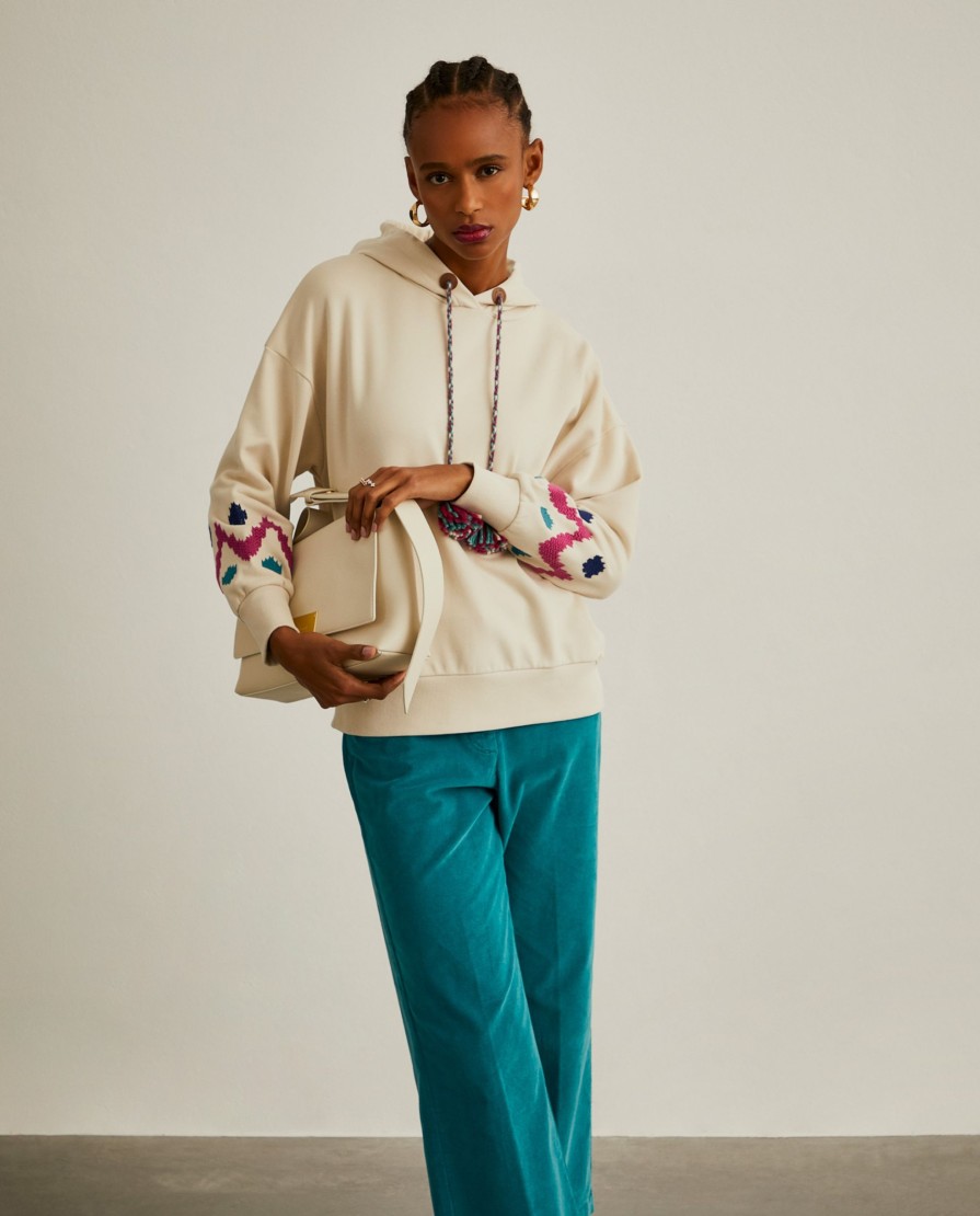 Lion Of Porches Sweats | Sweater Com Capuz E Bordado Jacquard Nas Mangas