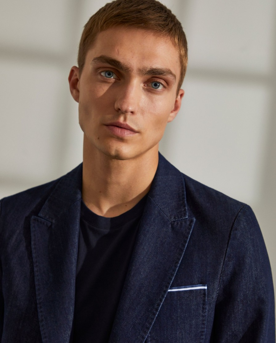 Lion Of Porches Blazers | Blazer Para Homem Slim Fit Denim Com Bolsos