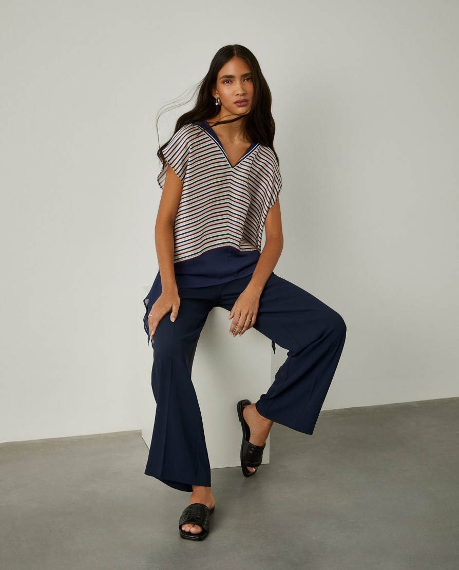 Lion Of Porches Blusas | Blusa Assimetrica De Riscas