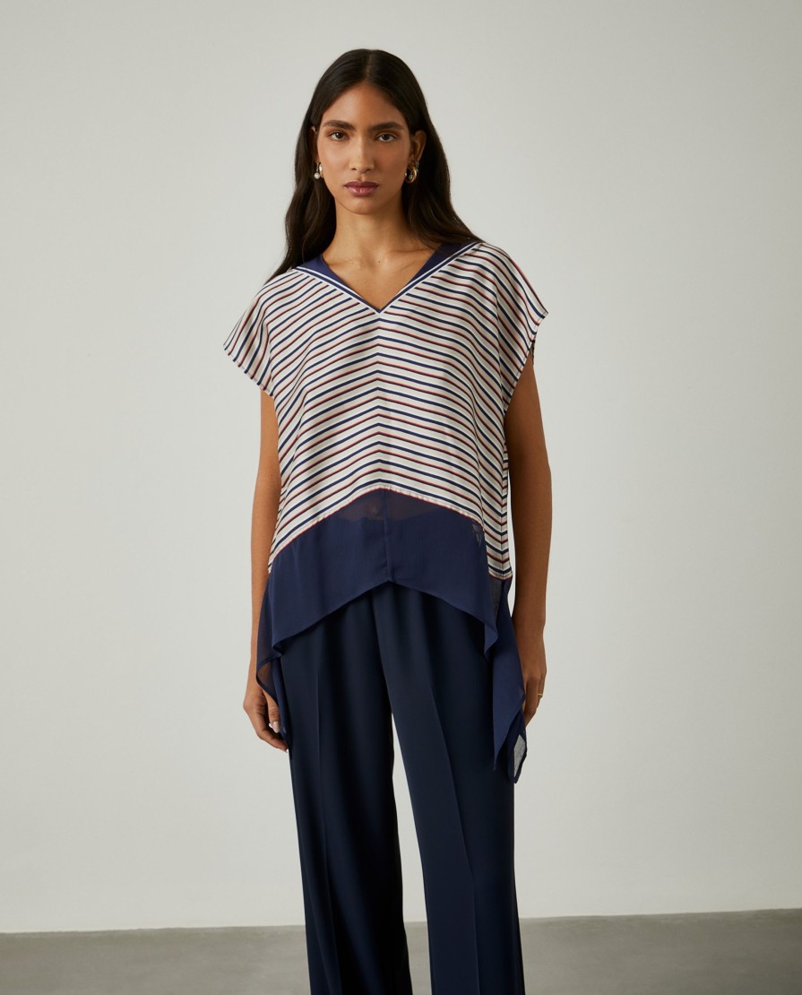 Lion Of Porches Blusas | Blusa Assimetrica De Riscas