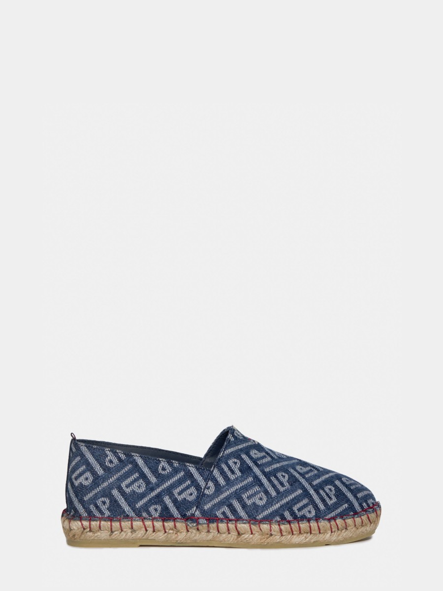 Lion Of Porches Sapatos | Alpercatas Denim Com Monograma E Sola De Borracha