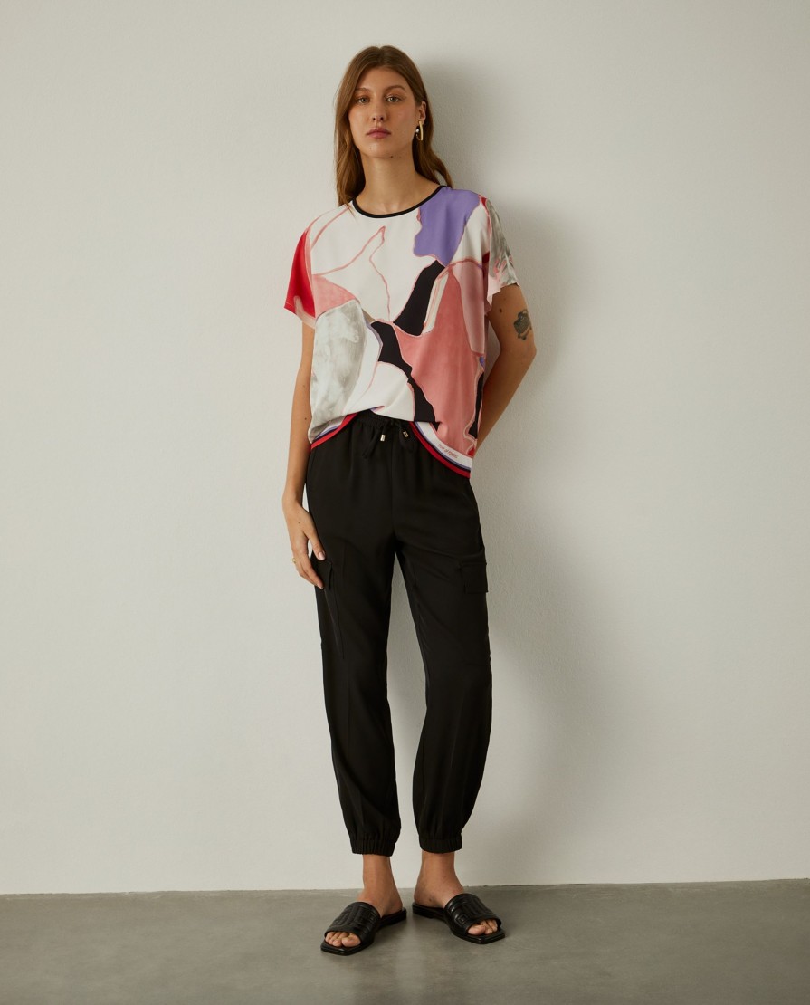 Lion Of Porches Blusas | Blusa Manga Curta Com Padrao Abstrato