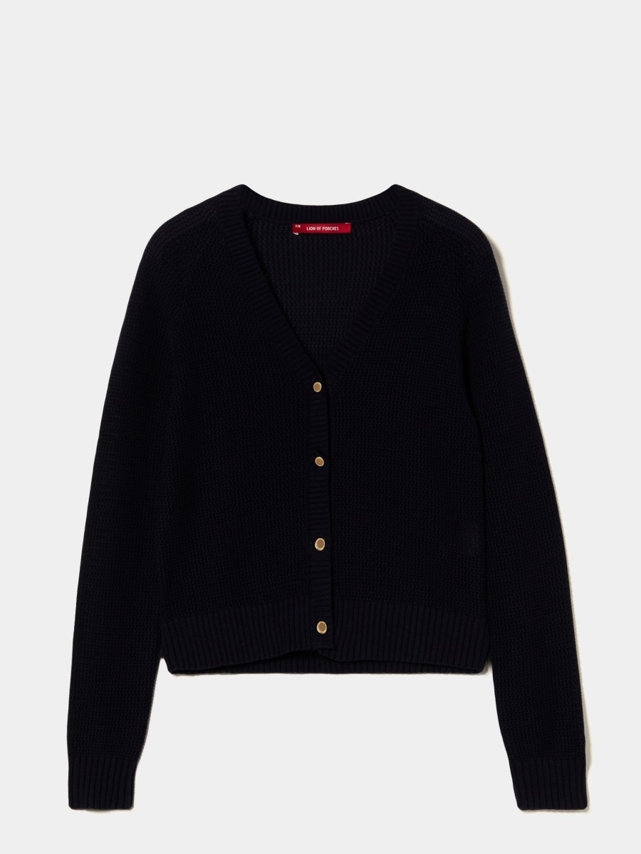 Lion Of Porches Cardigans | Casaco De Malha Com Botoes Em Contraste
