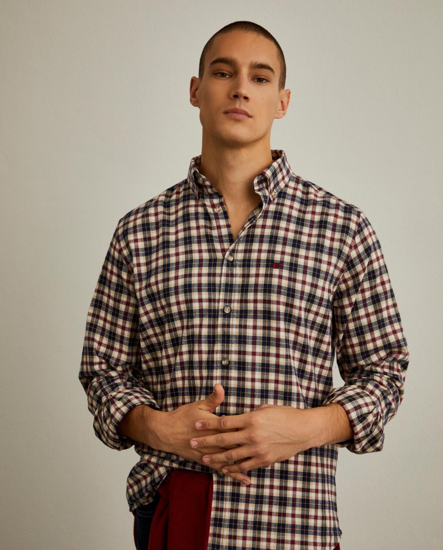 Lion Of Porches Regular Fit | Camisa Regular Fit Em Tecido Com Padrao De Xadrez