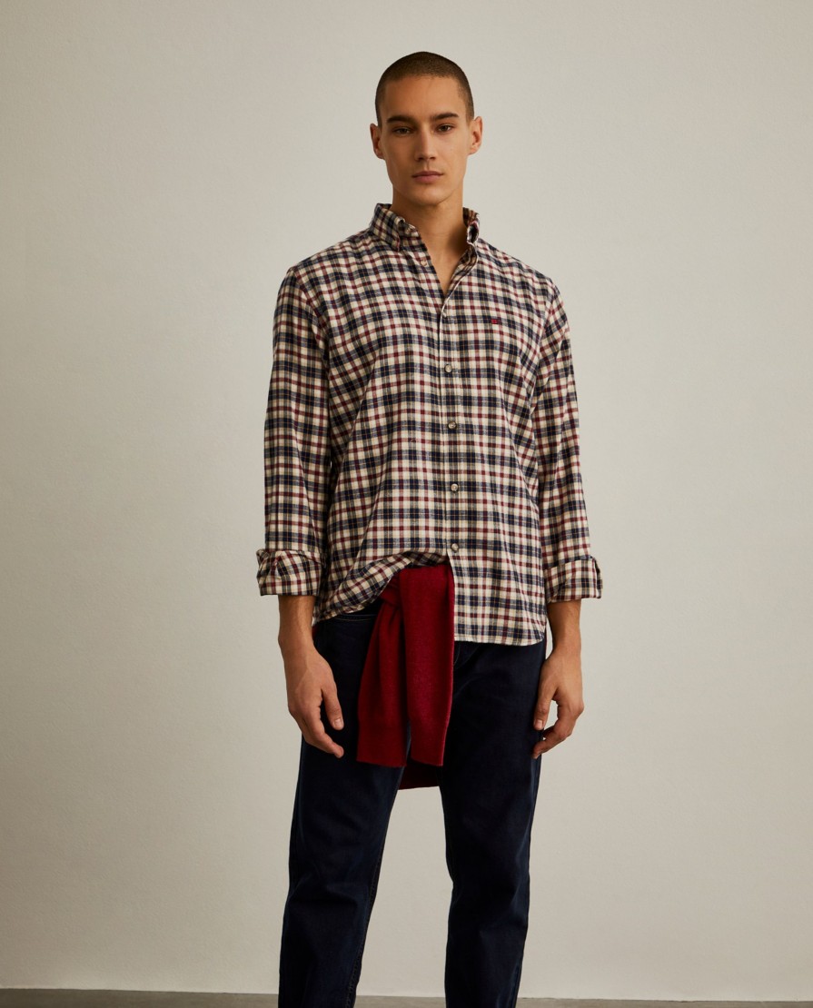 Lion Of Porches Regular Fit | Camisa Regular Fit Em Tecido Com Padrao De Xadrez